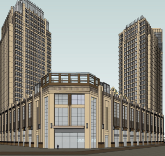 新古典沿街商业建筑su模型