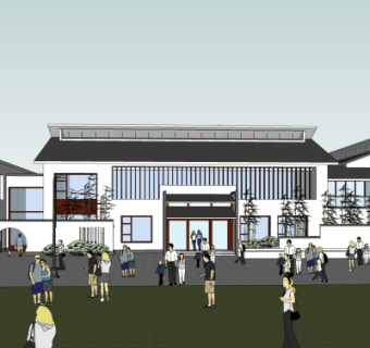 新中式酒店su模型