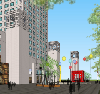 新中式办公楼su模型