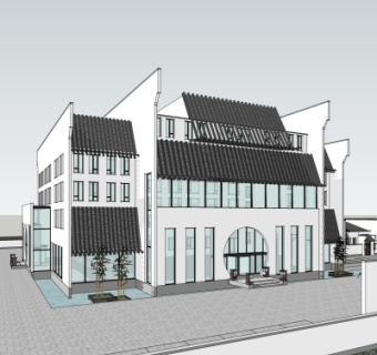 新中式酒店su模型