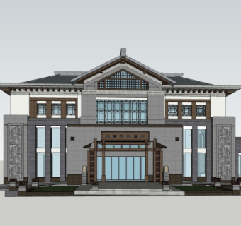 新中式会所su模型