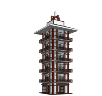 中式塔楼su模型