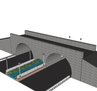 现代石拱桥免费su模型