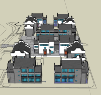 新中式房屋su模型