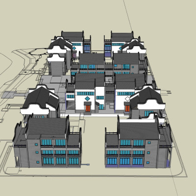 新中式房屋su模型