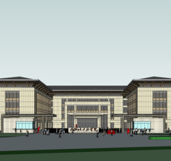 新古典学校教学楼su模型