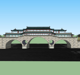 中式古建城楼su模型