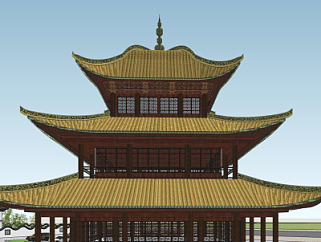 中式楼阁su模型