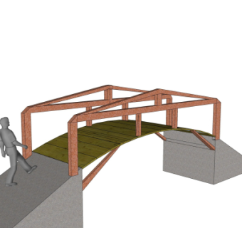 现代木桥免费su模型