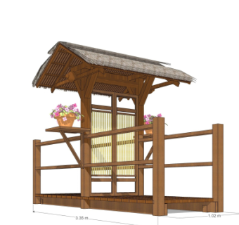 自然风茅棚门头su模型