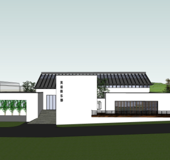 新中式俱乐部su模型