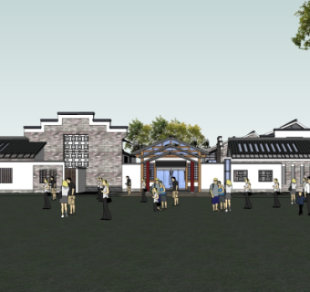 新中式酒店su模型