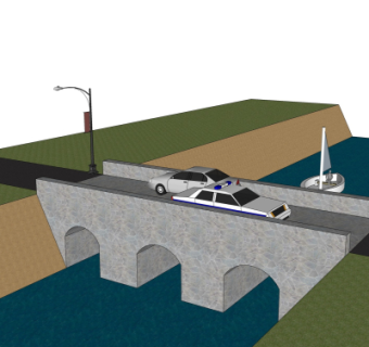 现代石拱桥免费su模型