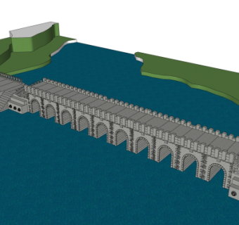 中式石拱桥免费su模型