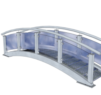 现代钢结构拱桥免费su模型