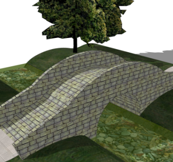 现代石拱桥免费su模型