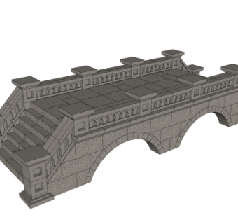 中式石拱桥免费su模型