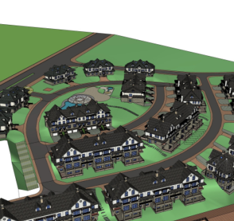 欧式别墅区规划su模型