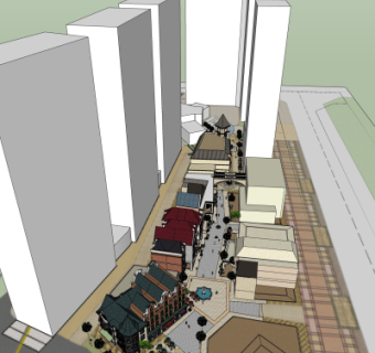 现代商业街鸟瞰规划su模型
