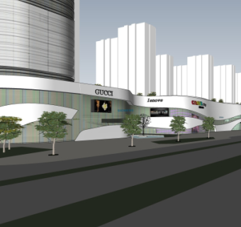 现代沿街商业建筑su模型