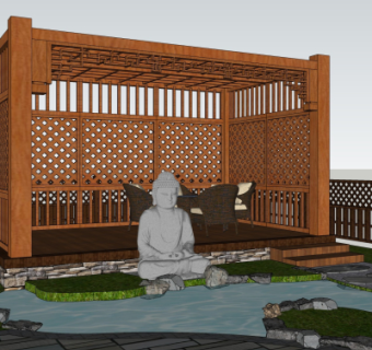 中式佛像雕塑su模型