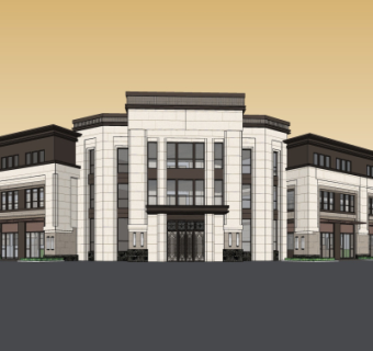新中式沿街商业建筑su模型