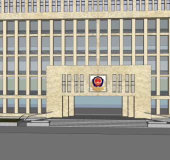 现代公安局外观su模型