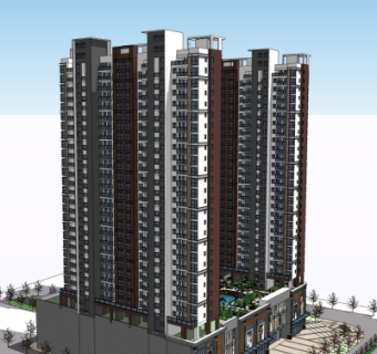 现代公寓楼su模型