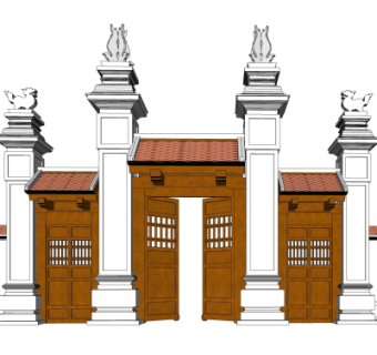 新中式住宅门头su模型