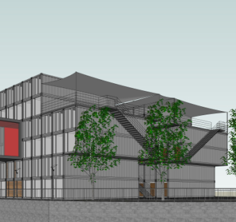 工业风集装箱办公楼su模型