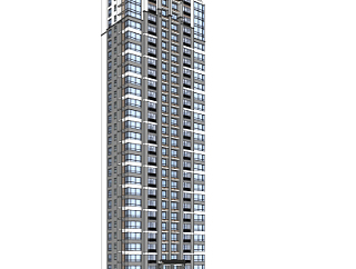 新中式超<em>高层</em>公寓楼su模型