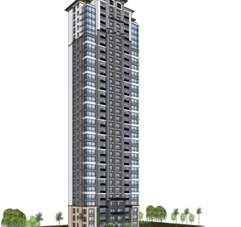 新中式超高层公寓楼su模型