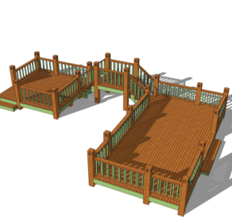 现代实木观景平台免费su模型