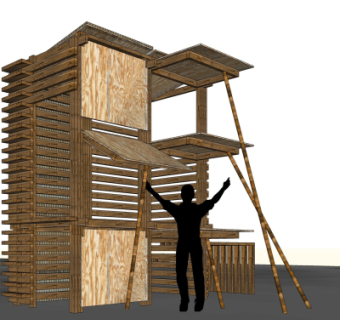 自然风实木凉亭su模型