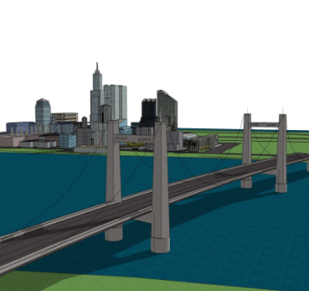 现代公路桥免费su模型
