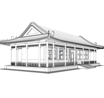 中式建筑外观su模型