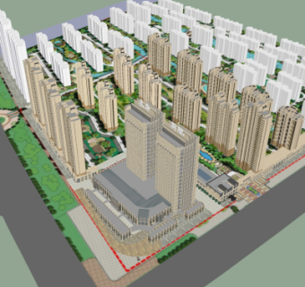 现代小区规划su模型