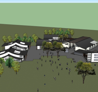 现代别墅鸟瞰规划su模型