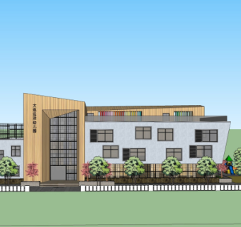 现代幼儿园外观su模型