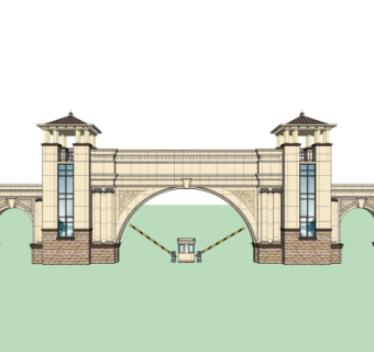 欧式小区入户门su模型