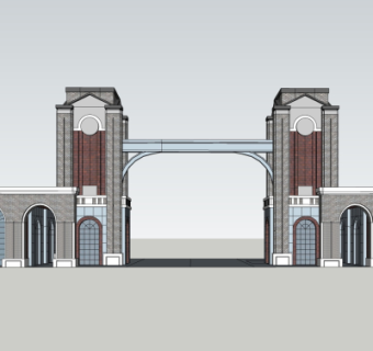 欧式小区入户门su模型