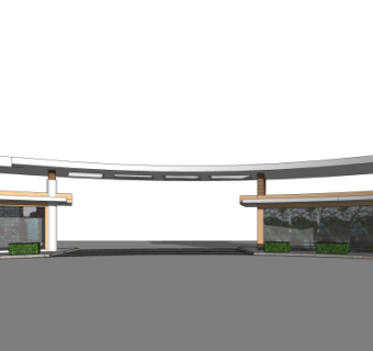 现代小区入口门头su模型