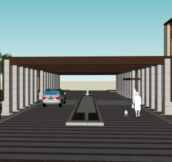 现代廊架免费su模型