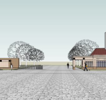 现代小区大门su模型