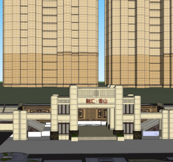 现代园林大门su模型