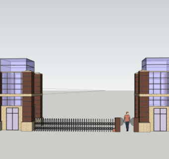 现代小区大门su模型