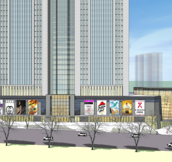 现代商业街su模型