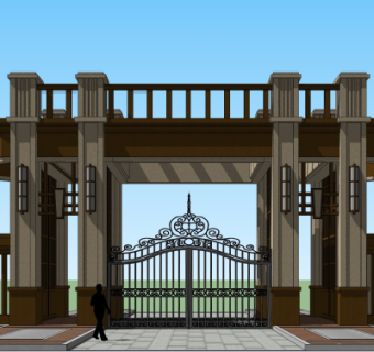 欧式小区入户门su模型