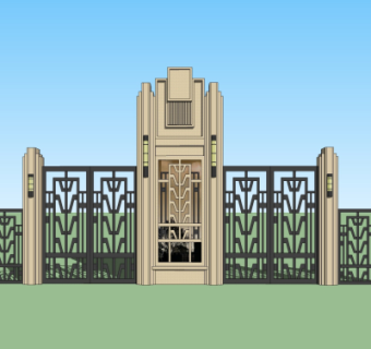 新古典铁艺大门su模型