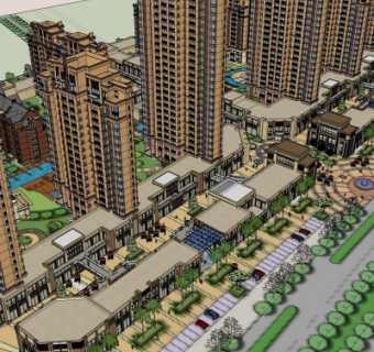 欧式商业街su模型